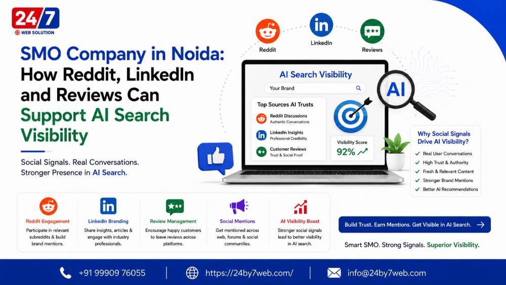 SMO Company in Noida: How Reddit, LinkedIn and Reviews Can Support AI Search Visibility